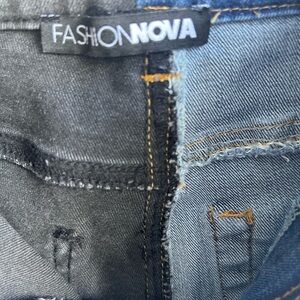 2 toned jean shorts . black & blue